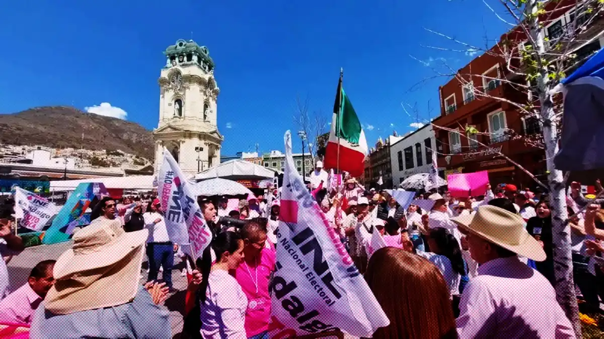 Así fue la marcha a favor del INE en Hidalgo.