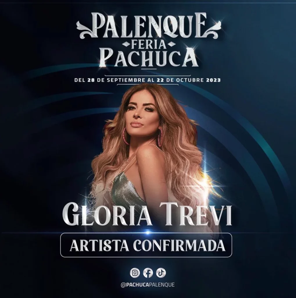 Gloria Trevi, primera artista confirmada para el Palenque de la Feria de Pachuca.