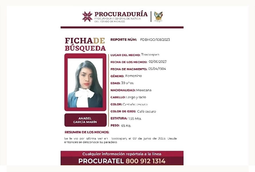 Desaparece Frida Aguilar César en Mineral de la Reforma ¡Ayúdanos a encontrarla!