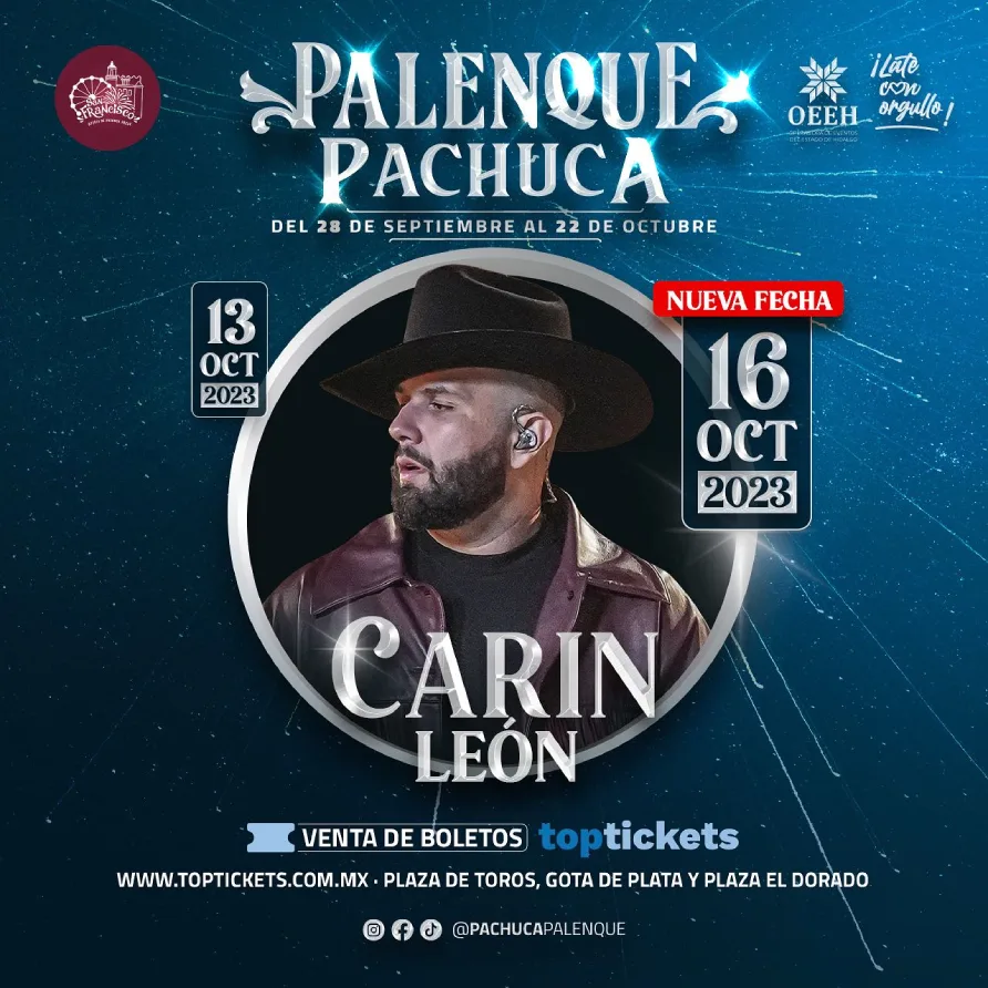 Julión Álvarez y Carín León tendrán fecha doble en el Palenque de la Feria de Pachuca.