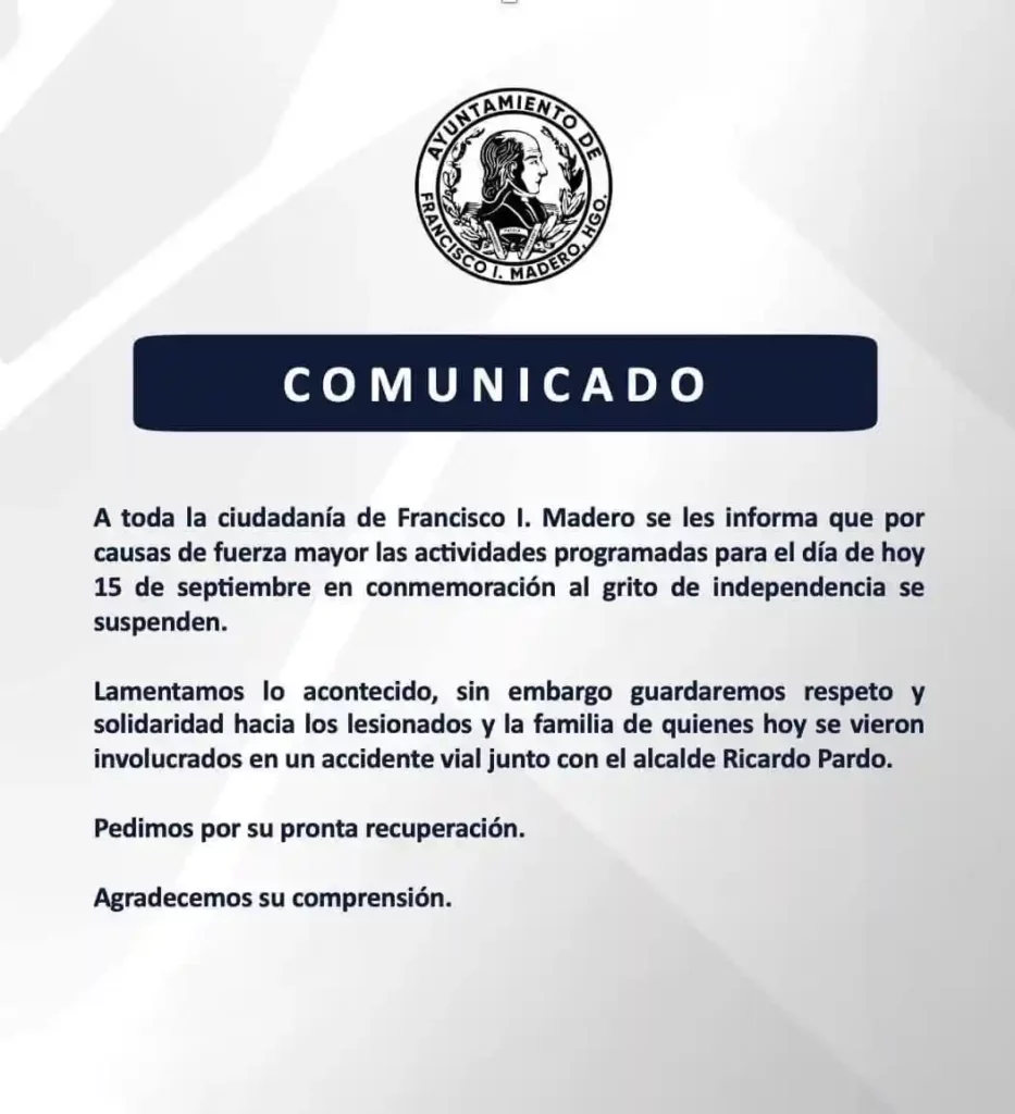 Edil de Francisco I. Madero cancela Grito de Independencia por accidente