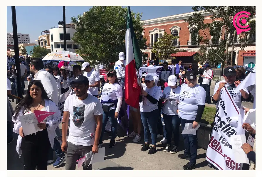 Por segunda vez, realizan protesta los trabajadores del Poder Judicial en Pachuca.