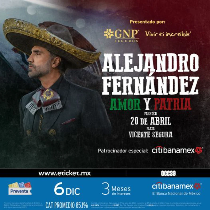 Alejandro Fernández anuncia concierto en Pachuca para 2024: Fecha, preventa y más detalles