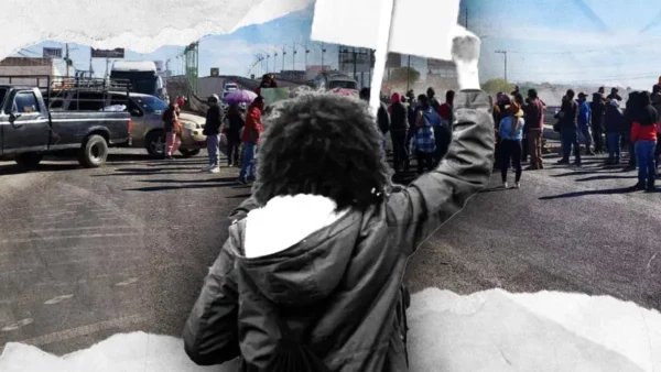 Tianguistas bloquean carretera México-Pachuca para exigir destitución de directora de Comercio.