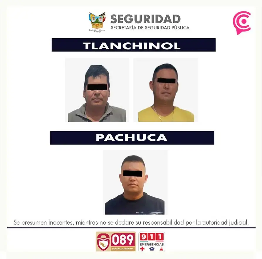 Detienen a tres por posesión de arma de fuego en dos municipios de Hidalgo 