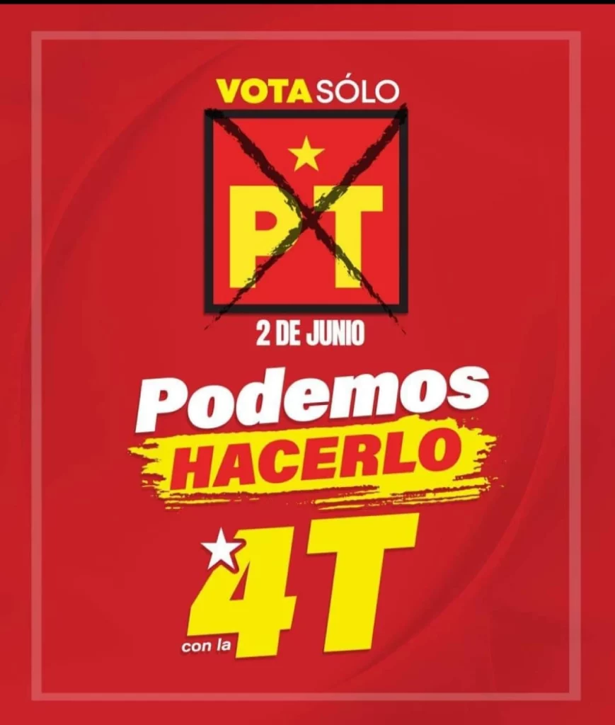 Pese a prohibición, PT en Hidalgo sigue “colgándose” de la 4T para ganar el voto