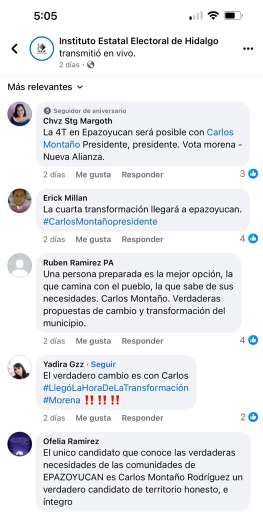 Comentarios en Redes Sociales