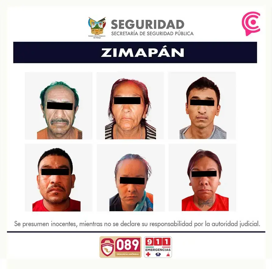 Detienen a seis personas por narcomenudeo en Zimapán, Hidalgo