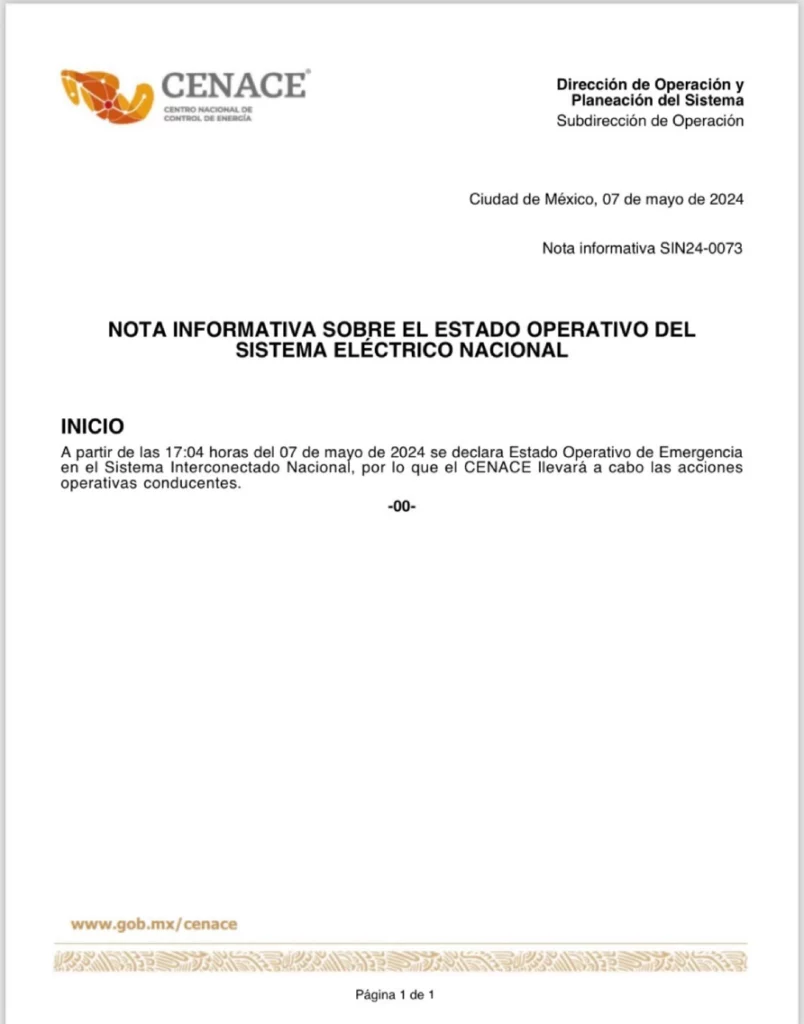 Registran apagones eléctricos en Hidalgo y el resto del país; declaran Estado Operativo de Emergencias