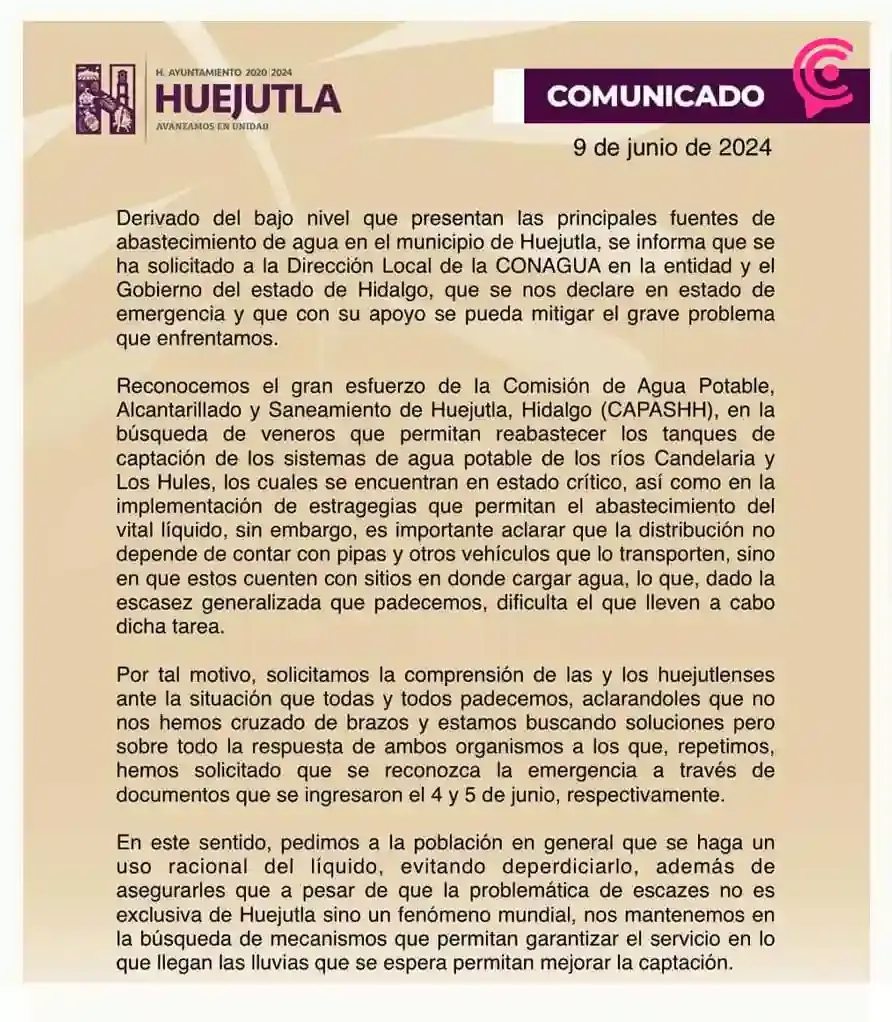 Solicitan declaratoria de emergencia ante sequía en Huejutla, Hidalgo