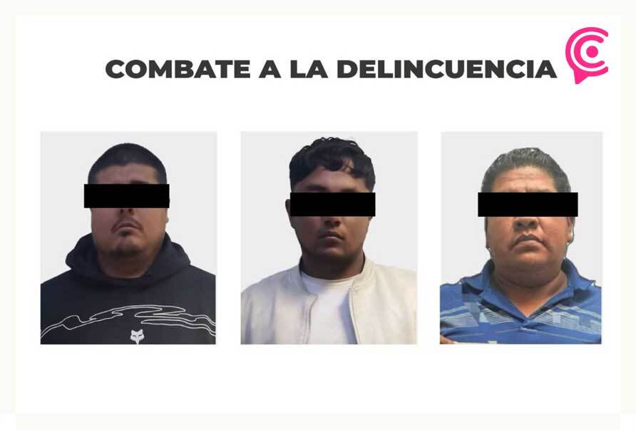 Hombres detenidos por huachicol en la Zona Metropolitana de Pachuca.